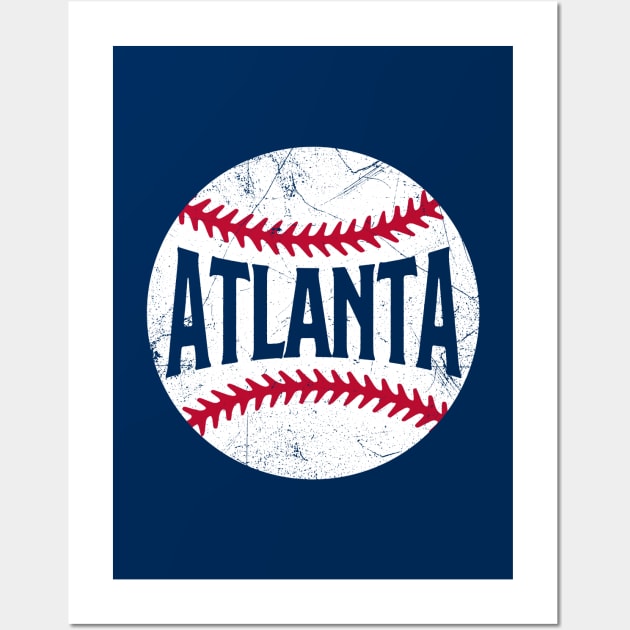 Atlanta Retro Baseball - Navy Wall Art by KFig21